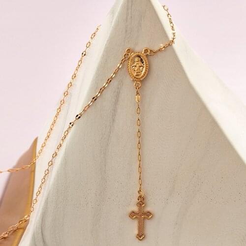 Bls-miracle New 2020 Boho Fashion Virgin Mary Cross Pendant Necklaces For Women Vintage Gold Necklace Female Jewelry Party Gift