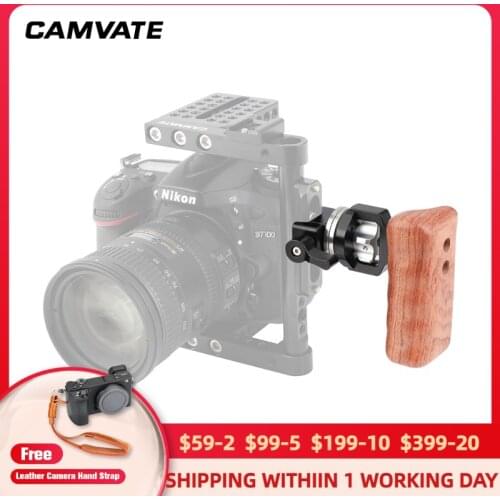 CAMVATE Quick Release Wooden Right Handgrip With M6 ARRI Rosette Connection & NATO Clamp For DV Video Cage (RED Camera, Red Rig)