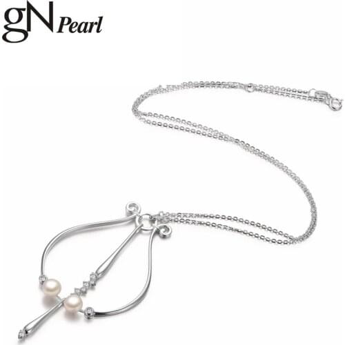 GN Pearl Genuien 6-7mm Round Natural Freshwater Pearl 925 Sterling Silver Zircon Minimalist Necklaces Chain Choker gNPearl