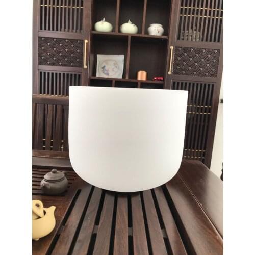White Bowl 10" Note E Solar Plexus Chakra Frosted Crystal Singing Bowl For Healing