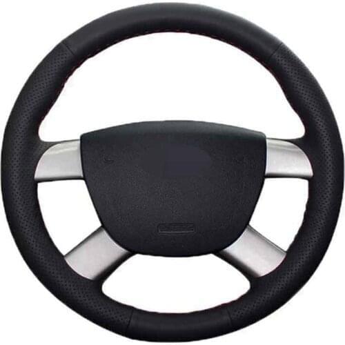 Car Steering Wheel Covers DIY Soft Black Genuine Leather For Ford Kuga 2008-2011 Focus 2 2005-2011 C-MAX 2007-2010