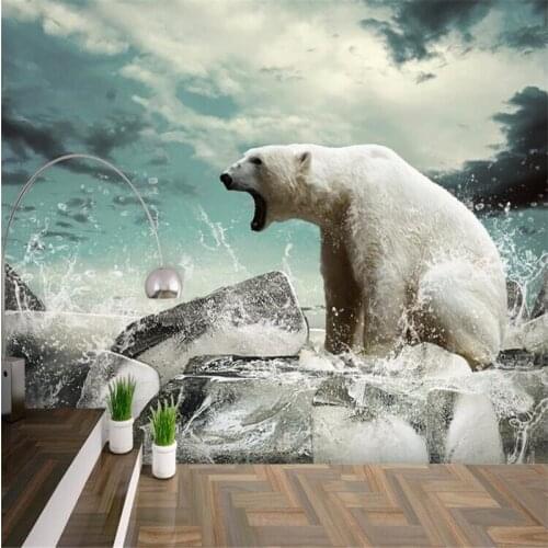 Beibehang photo wall paper Modern minimalist White polar bear wallpaper animal nature wall mural wall paper painting 3d