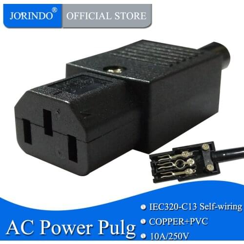 JORINDO IEC 320 C13 Female Plug Adapter 3pin Socket Power Cord Rewirable Connector