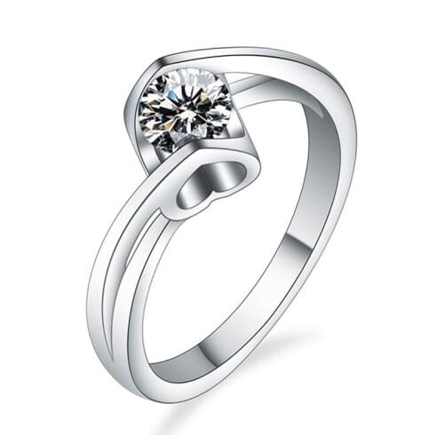 Pretty Love 0.5CT 5.0MM Round Cut G-H C&C Moissanite Ring 925 Sterling Silver Ring White Gold Color Bridal Jewelry Best Gift for