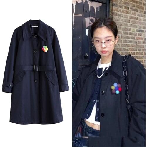 Kpop Korean Women Long Trench Jackets Spring Autumn Ladies Single-Breasted Windbreaker Casual Loose Office Coat Female Outerwear