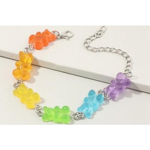 Gummy Bear Shape Colorful Resin Adjustable Bracelet Great Gift For Kids Wholesale