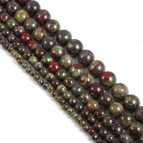 Natural Dragons Blood Stone Beads 4 6 8 10 12mm Loose Round Beads For Jewelry Making DIY Fit Bracelet Necklace Gifts