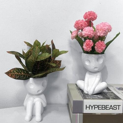60%HOTSmall humanoid vase non-slip resin humanoid design flower pot crafts home decoration ornaments
