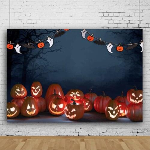 Mocsicka Halloween Backdrop Evil Pumpkin Lantern Gloomy Forest Party Background Photocall Newborn Child Photo Photography Props