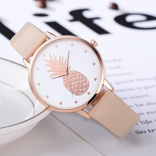Fashion 2020 Womens Men Pineapple Faux Leather Analog Quartz Watch Womens quartz watch zegarek damski reloj mujer Q