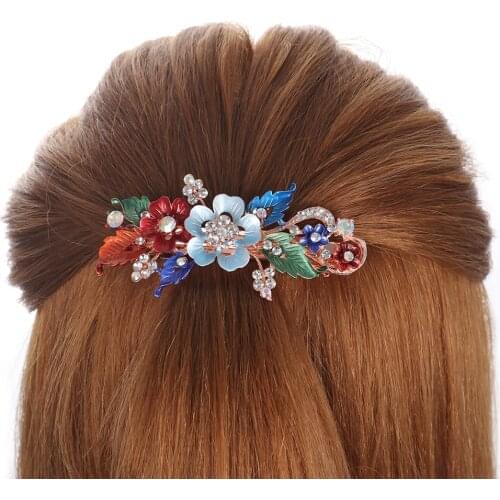 Fashion Flower Barrettes Resin Foral Hair Clip Barrette Crystal Hairpin Headwear For Woman Girls Hair Styling Accessories