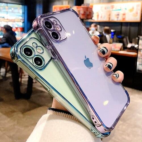 Soft Electroplated Phone Case For iPhone 11 12 Pro Max XS X XR Max 7 8 Plus SE 2020 mini Transparent Protective Cases Cover