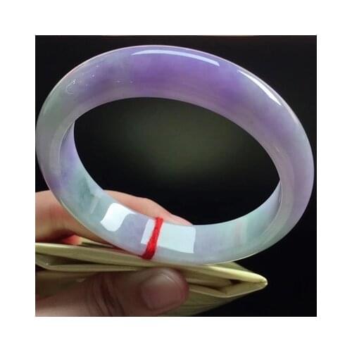 Natural Burmese jade and purple two-tone 54-62mm bracelet, elegant princess jewelry, best gift