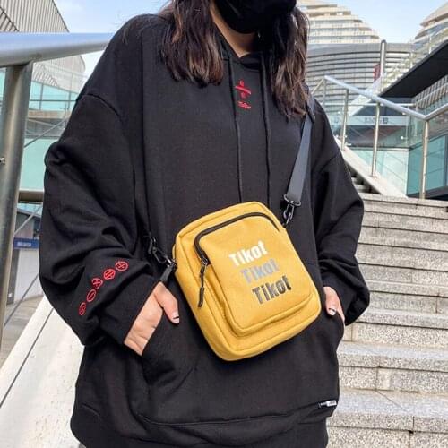 Nylon Mini Shoulder Bag Unisex Letter Printed Zipper Fashion Messenger Bag Street Style Small Square Bag