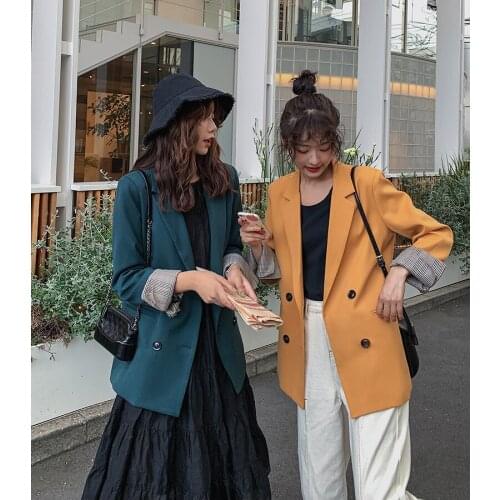 New Suit Jacket Female Spring Autumn 2021 Korean Loose Casual Small Suit Shirt Thin Women Clother Spring Long Sleeve Suit Coat