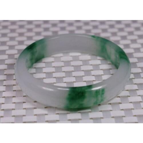 VERY FINE RARE NATURAL GREEN WHITE JADEITE stone BRACELET BANGLE
