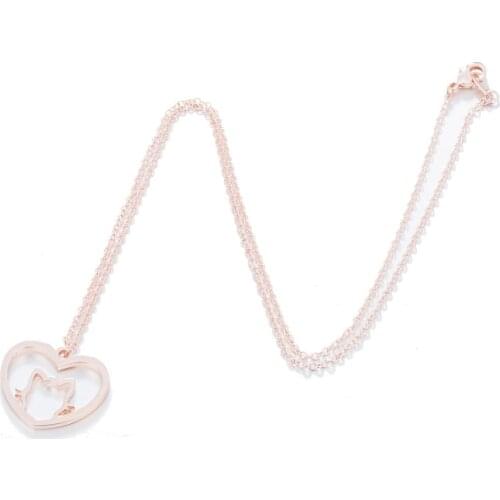 Stainless Steel Hollow Cat Necklace Birthday Gift Jewelry Necklace Fashion Pendant Necklace Sweater Chain Beautiful