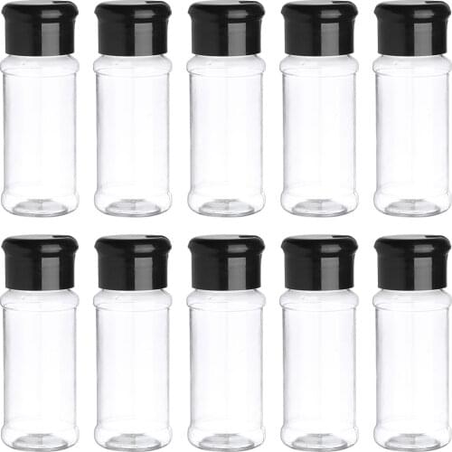 10 Salt Pepper Shaker Spice Jar Kitchen Barbecue Condiment Bottles Plastic Cruet Container with Sifter Lid Seasoning Storage Pot