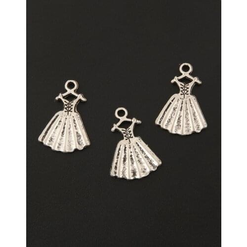 25pcs Silver Color Skirt Charms Princess Dress Pendant Finding Girls Birthday Gift DIY Handmade Jewelry Accessorie