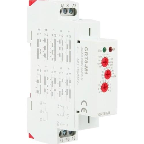 GRT8-M1 on Off Time Delay Relay 16A AC/DC12V-240V Multifunction Din Rail Automatic Timer Relay Industrial Equipment Lighting