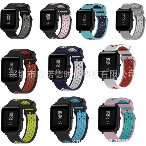 200pcs Accessories For Xiaomi Amazfit Bip Smart Watch 20mm Youth Sport Smartwatch Wrist Band Strap Silicone Double Color