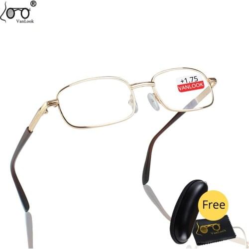Reading Glasses For Men Women Glass Lens Alloy Spectacle Frame 0.75 1.25 1.50 1.75 2.75 3.75 4.50 5.50 6.00