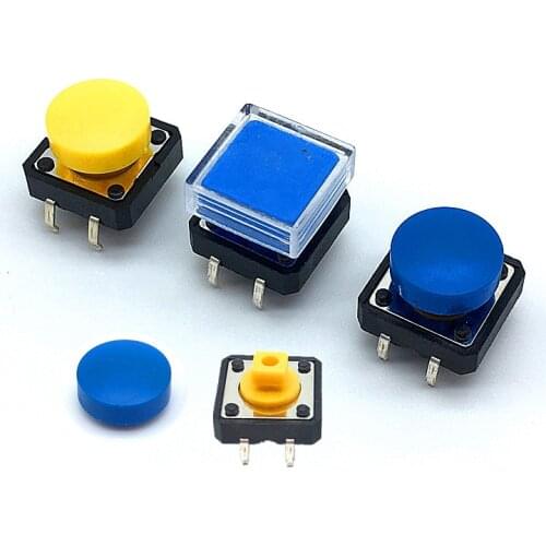 20pcs 12*12*7.3mm 4pin Tactile Tact Push Button Switch 12x12x7.3mm B3F-4055 Momentary Micro Switch Yellow button With Knob