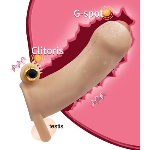 Reusable Men Big Penis Sleeve Vibrating Cock Enlargement Extension Sleeve Ejaculation Delay Man Extender Sex Toys Penis Enlarger