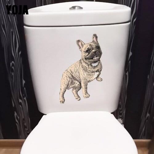 YOJA 15.8×24CM Classic French Bulldog Toilet WC Decoration Fuuny Home Wall Stickers Mural T1-3001