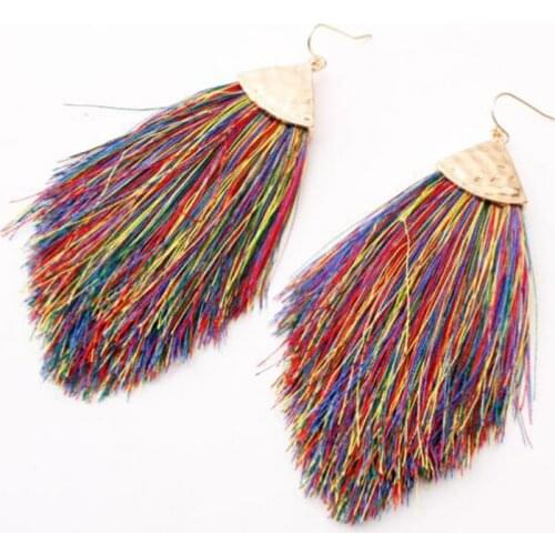 Vintage Tassel Earrings Dangle Earrings Gold Thread Fringe Earrings Bohemian Statement Earrings for Women Girls Daily Wear/Party
