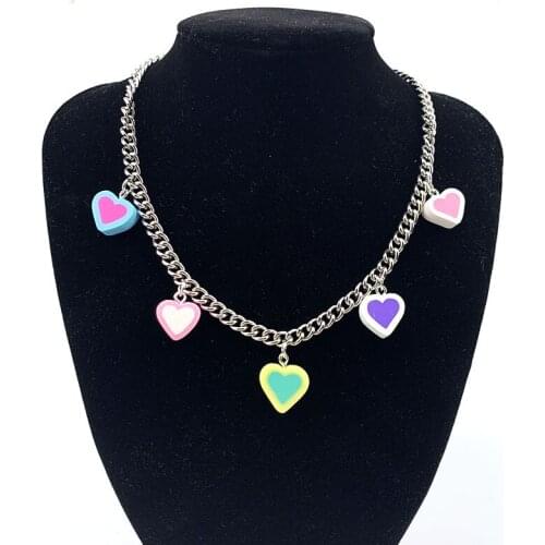 Punk Heart Candy Pendant Woman Choker Necklace Gothic Style Pendants Goth Accessories Women Jewelry Necklace on the Neck Friends