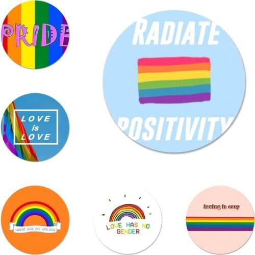 58mm Gay Lesbian LGBT Rainbow Pride Icons Pins Badge Decoration Brooches Metal Badges For Clothes Backpack Decoration