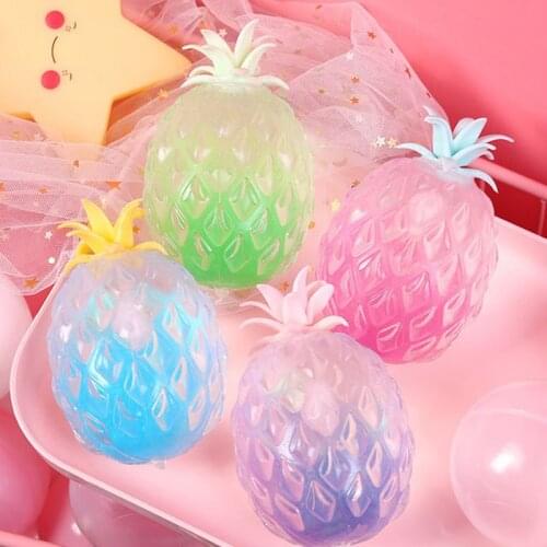 1pc Squeeze Funny transparent toy Squishy rising pineapple Venting Press Relief Fruit Ball Creative Novelty Kids Adult Toys