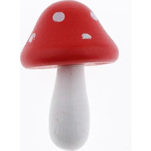 10x Wooden Mushrooms Home Garden Decorative Figurines Statue Decorations Toys