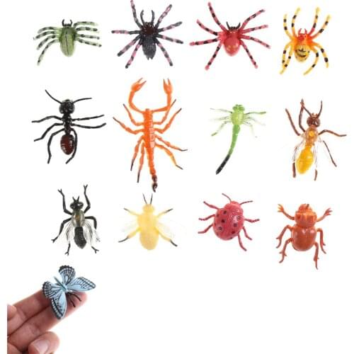 12pcs/lot Plastic Insect Reptile Model Figures Kids Party Bag Filler Favour Toys Boy Favor Insects Figures Randomly Send