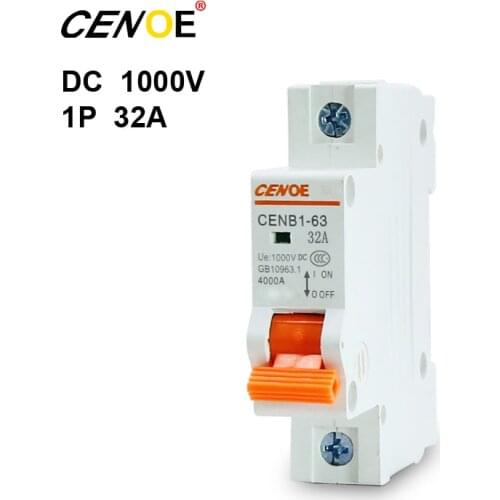 2 pcs low price free shipping high cost performance 1P 32A DC 1000V solar circuit breaker dc PV breaker mcb DC CENOE brand