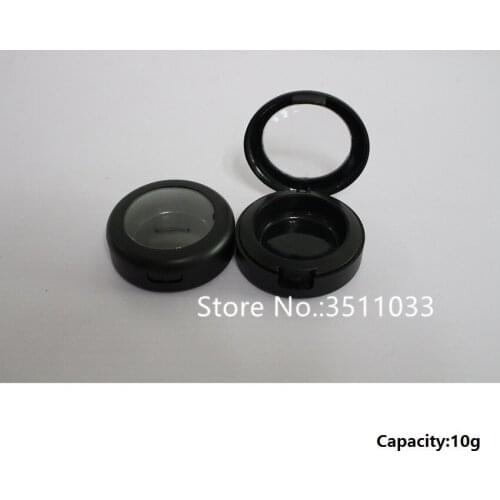 30PCS Plastic Empty Matte Black Eyeshadow Powder Compact Case DIY Frosted Black Round Window Blusher Box Lipstick Container 10g