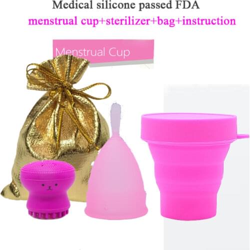 5PCS Copa Menstrual Medical Silicone Menstrual Cup&Foldable Cup Feminine Hygiene Menstrual Period Reusable Vaginal Cups Gift