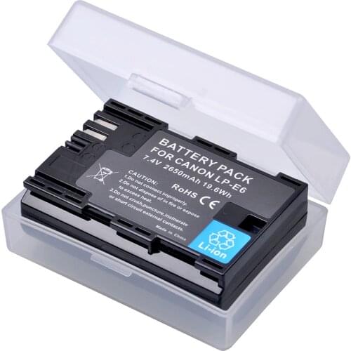 1pc For Canon LP-E6 LP E6 LP-E6N 2650mAh Camera Batteria For Canon EOS 5DS R 5D Mark II 3 5D Mark III 6D 7D 60D 60Da 70D LP E6
