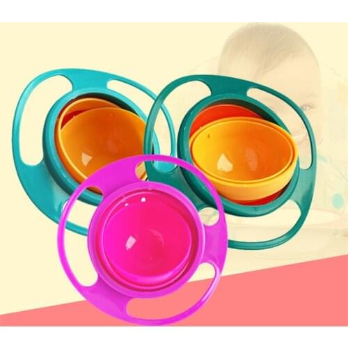 Baby Feeding Dish Baby Universal Gyro Bowl Practical Design Children 360 Rotate Spill-Proof Solid Bowl Dishes Kids Tableware