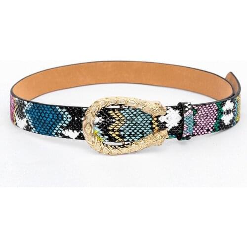 Brand Designer Womens Print PU Leather Belt High Waist Belts Fahion Casual Female Belts For Jeans Dress