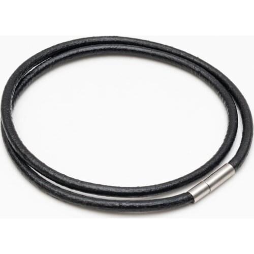 1PCS 3mm Black Leather Cord Necklace Cord Wax Rope Lace Chain With Copper buckle Rotary Clasp For DIY Necklaces Jewelry
