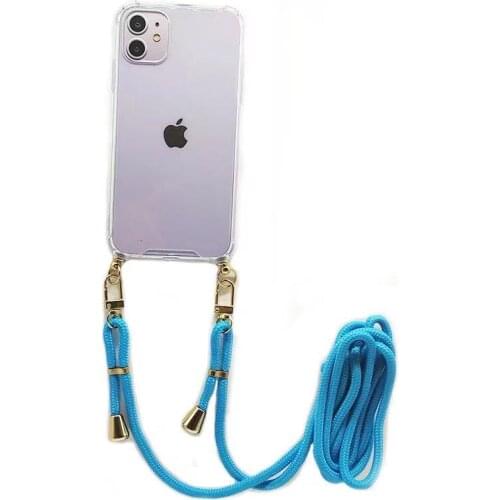 Transparent Strap Cord Metal Chain Tape Necklace Phone Cases For iPhone 12 7 8 6s 6 Plus 11 Pro X XR XS Max SE 2020 Cover funda