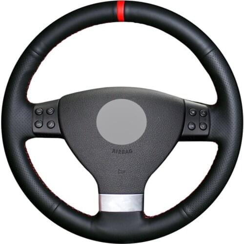 Black Artificial Leather Marker Car Steering Wheel Cover for Volkswagen VW Golf 5 (V) Golf Plus Polo Jetta Passat Variant Tiguan