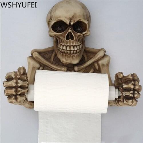 Tissue Holder Novelty Skull Shape Wall Hanging Kitchen Bathroom Toilet Roll Paper Towel Rack Home Supplies Christmas decoration