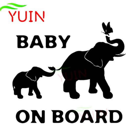 Baby on Board Elephant Animal Car Decals Fashion Body Window Decoration PVC Waterproof Sunscreen Sticker Can Be Customized Color