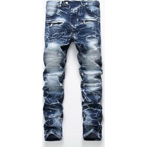 Denim Designer For MenS Bike Moto Jeans Stretch Straight OverSize 28-38 40 42 2021 Spring Sutumn Winter HIP HOP Punk Streetwear