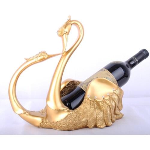 Europe Pair Swan Red Wine Rack Craft Ornament Creative Wine Holder Storage Board Picture Kitchen Bar Box