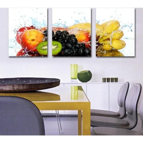 3 piece spray painting art pictures fruits paintings on the canvas for dinner room or kitchen print modern wall picture
