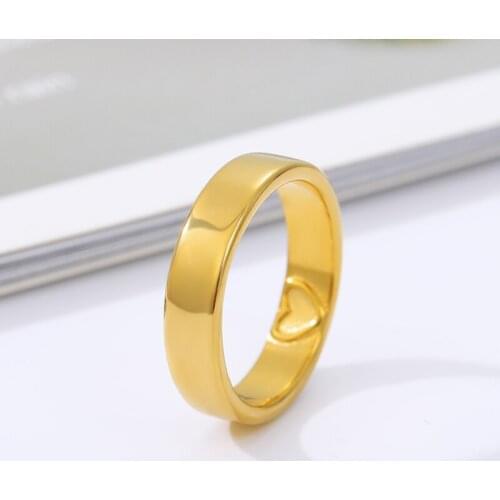 Heart-shaped Carving Simple Round Rings For Women Rose Gold Cute Jewelry Couple wedding Engagement Best Gifts
